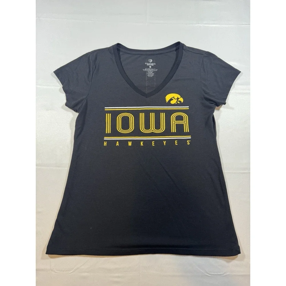 Iowa Hawkeyes T-shirt Colosseum Black V Neck Women's Sz L